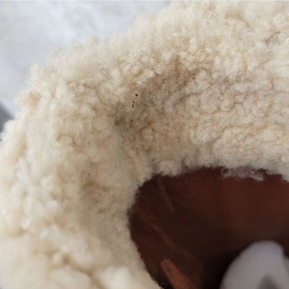 Ugg Felicity Brown Suede Wedge Boots with Real Sherpa Sheepskin Cuff And Footbed - Picture 16 of 16